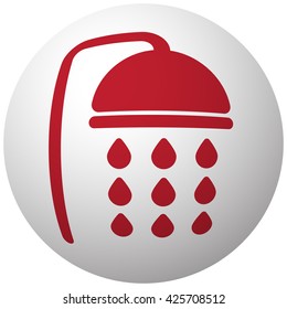 Red Shower icon on white ball