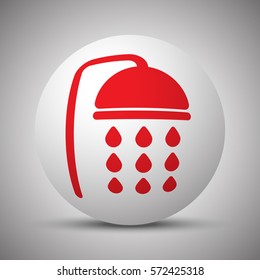 Red Shower icon on white sphere