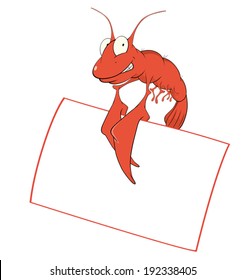 Red shrimp with the empty blank cartoon