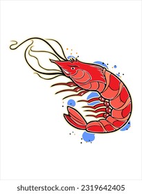 diseño vectorial de ilustración de camarón rojo
