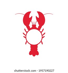Red shrimp leave a blank space for text. Isolated on white background
