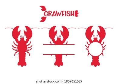 Red shrimp leave a blank space for text. Isolated on white background
