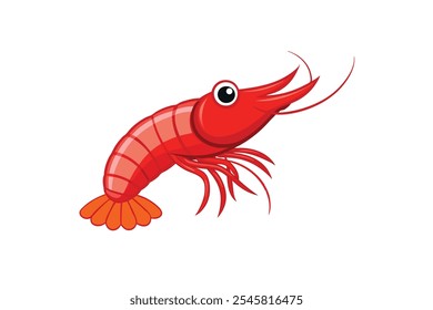 Red Shrimp Ocean Creature Mascot Vector – Marine Life Design
