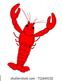 Red Shrimp vector cartoon design.