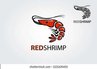 Red Shrimp Vector Illustration. Logo template suitable for restaurant, seafood, cafe or any other business.