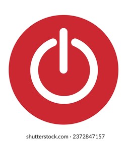 red shut down button icon on white background