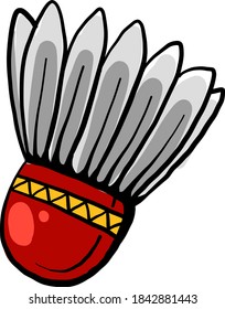 Red shuttlecock, illustration, vector on white background
