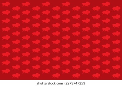 Red siamese fighting fish shape texture pattern on dark red background, seamless vector file.