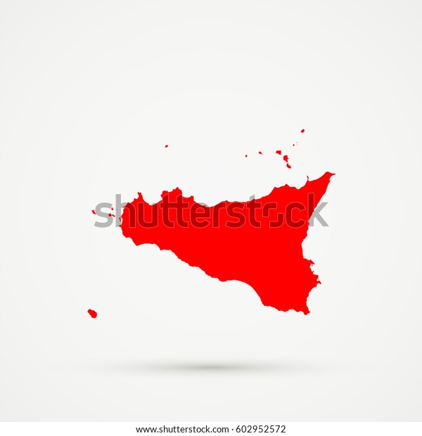 Red Sicily Map Illustration Stock Vector (Royalty Free) 602952572