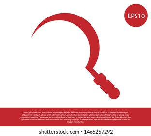 Red Sickle icon isolated on white background. Reaping hook sign.  Vector Illustration