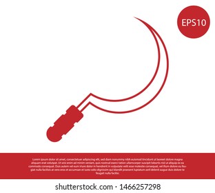 Red Sickle icon isolated on white background. Reaping hook sign.  Vector Illustration