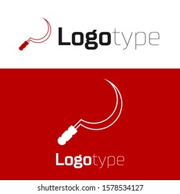 Red Sickle icon isolated on white background. Reaping hook sign. Logo design template element. Vector Illustration