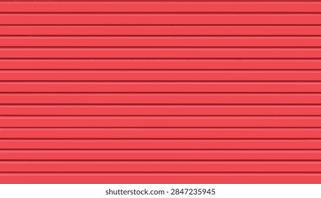 Red siding texture vector background featuring clean horizontal planks. Vibrant plastic cladding or shutter pattern, perfect for modern construction banners, industrial backdrops, or online wallpaper.