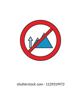 Red sign ban.Vector mountain silhouette. Mountain emblem vector illustration. Filled outline