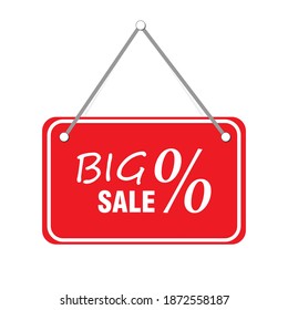 Red sign Big sale, isolated on transparent background. Vector realistic Design template.