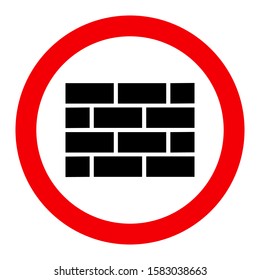 Red sign brick black wall on a white background, vector