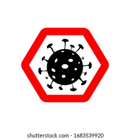 Signo rojo cautela coronavirus. Detén el coronavirus. Brote de coronavirus. La pandemia del virus Covid en Europa y Estados Unidos