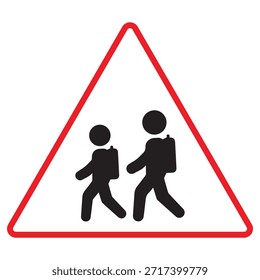 Señal Roja Precaución Cruce Escolar. Señal de advertencia Victor