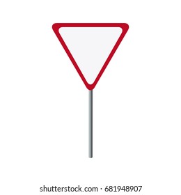 red sign danger triangle road empty