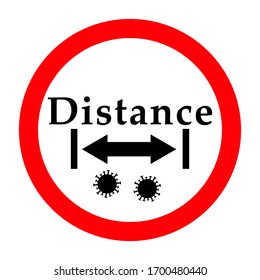 Red sign distance on a white background, vector illustration