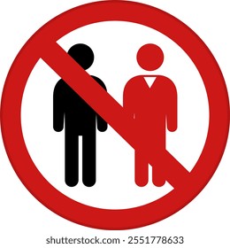 Red Sign Do Not Meet Sick People. Vector Icon. Safety Measures, Infectious Disease Prevention. Coronavirus Protection, Social Distancing. Medicine Concept