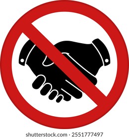 Red Sign Do Not Shake Hands. Vector Icon. Safety Measures, Infectious Disease Prevention. Coronavirus Protection, Social Distancing. Medical Concept