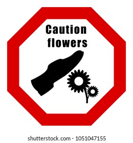Red sign, do not walk on flowers, vector