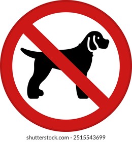 Red Sign Dog Walking Is Prohibited. Prohibitory Road Sign. Vector Icon

