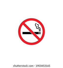 red sign forbidding smoking on white background, vector illustration