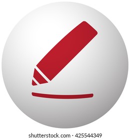 Red Sign Here icon on white ball