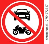 Red sign indicating no parking for cars and motorcycles, vector illustration.
