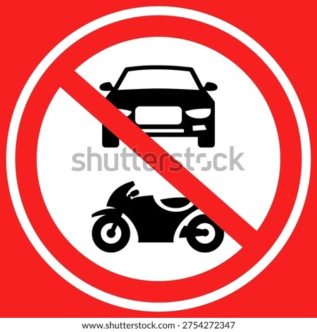 Red sign indicating no parking for cars and motorcycles, vector illustration.