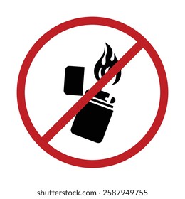 Red Sign lighter icon. burning is prohibited