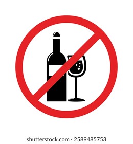 red sign no drinking alcohol vector illustration