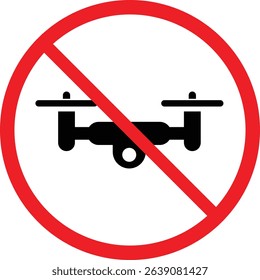 Red Sign No Drone Zone. Prohibitory Road Sign. Drones Prohibited. isolated on white background. Vector illustration
