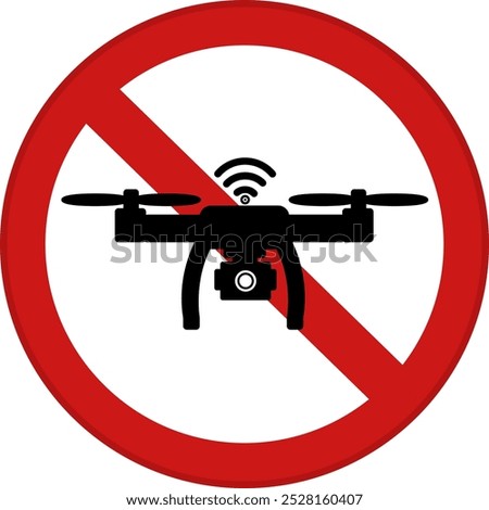Red Sign No Drone Zone. Vector Icon. Prohibitory Road Sign. Drones Prohibited