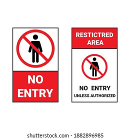 Rotes Schild Kein Eintrag und kein Sperrbereich, außer genehmigt einzeln auf weißem Hintergrund.Warnzeichen kein Eintrag