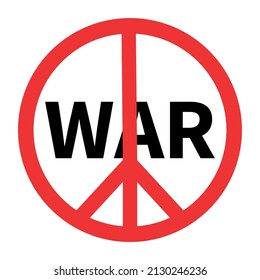 Red sign pacifism WAR on a white background - Vector illustration