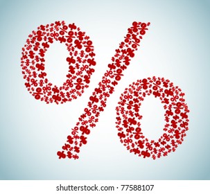 Red sign of percent