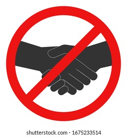 Rotes Schild, das Handshakes verbietet. Vektorillustration