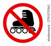 red sign prohibiting roller skating