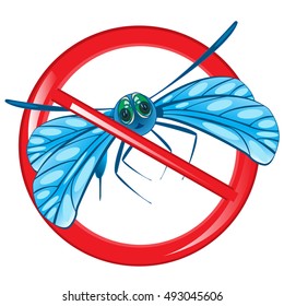 Red sign prohibition insect on white background is insulated