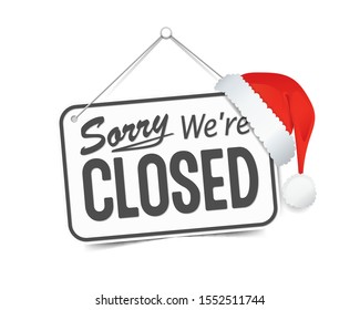 Red sign Sorry we are closed for holidays, with shadow isolated on white background. Realistic Design template - Vector