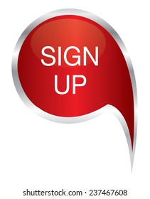 Red sign up speech bubble 