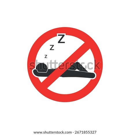Red sign vector prohibits sleeping here.