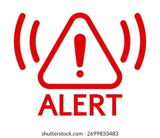 Red signal, alert warning, danger sign, attention icon, error message, exclamation mark warning icon. Warnings and dangers. EPS10 Vector illustration