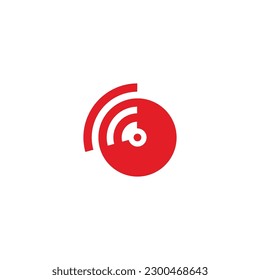 red signal bell sound simple geometric logo vector 