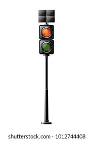 Red signal, Solar traffic lights for people crosswalk isolated on white background, design concept for start up, business solutions,development and innovation, creativity, icon, Vector,eps10