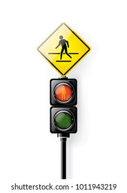 Red signal, Traffic lights for people crosswalk isolated on white background, design concept for start up, business solutions, development and innovation, creativity, icon, Vector,eps10