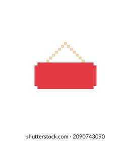 Red signboard pixel art icon, isolated vector illustration. 8-bit sprite. Design for stickers, logo and mobile app.